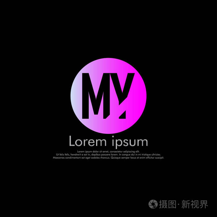 我的矢量初始抽象标志概念为贵公司裁剪字体黑色背景