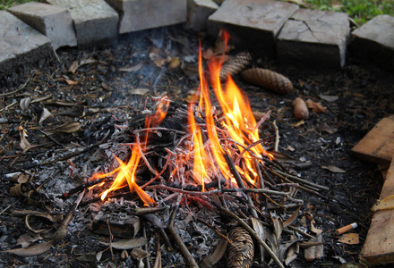 烧火壁炉烧火的近照照片