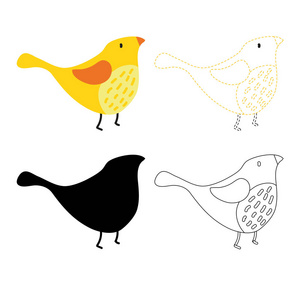 儿童鸟类艺术作品矢量设计
