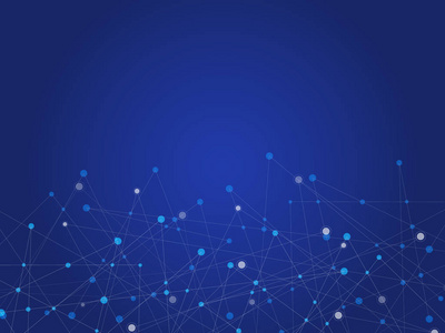蓝色技术和科学抽象背景与蓝色和白色线点。 业务和连接概念。 未来主义和工业4.0概念。 网络数据链接和网络主题。