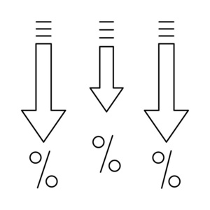 向下箭头折扣标志平面图标矢量插图