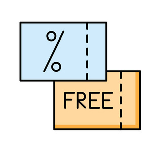 折扣和销售优惠券平面图标矢量插图