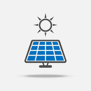 太阳能电池标志和图标. 动力和节能理念. 插图向量集合.