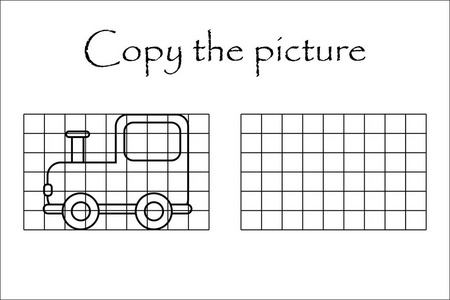 复制图片黑白机车绘图技能训练教育纸游戏儿童学前活动可打印工作表矢量
