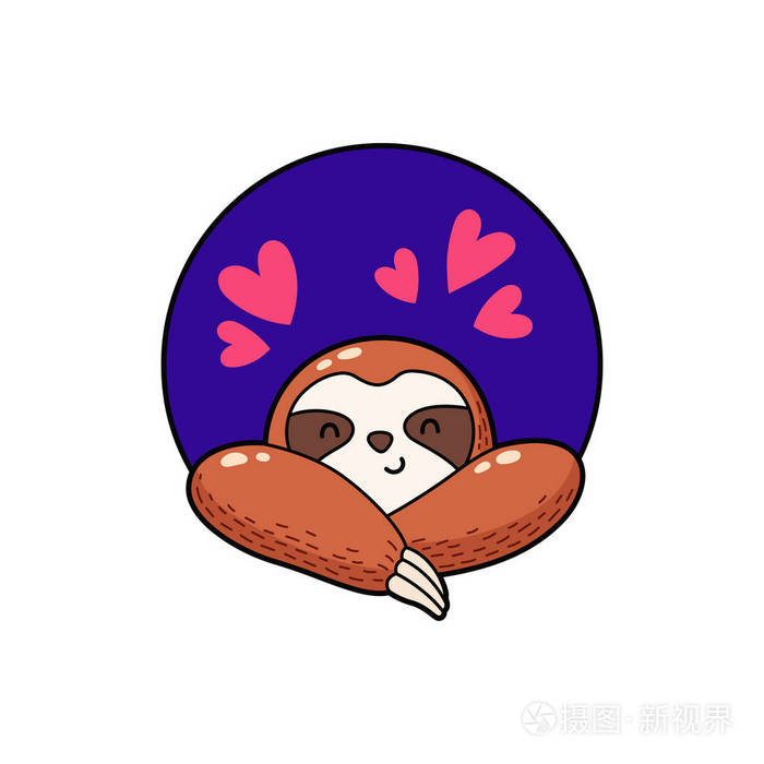 矢量图可爱的卡通树懒标志图标