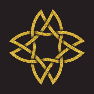 金色闪闪发光的标志符号在凯尔特风格的黑色背景.部落符号以八尖星形.