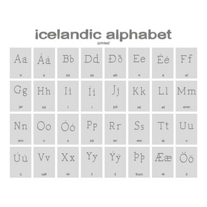 一套单色图标与冰岛字母为您的设计