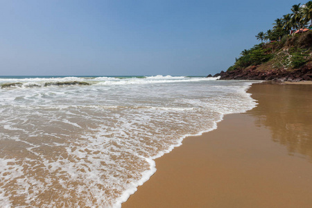 瓦尔卡拉海滩度假村阳光明媚的一天。 喀拉拉邦。 印度