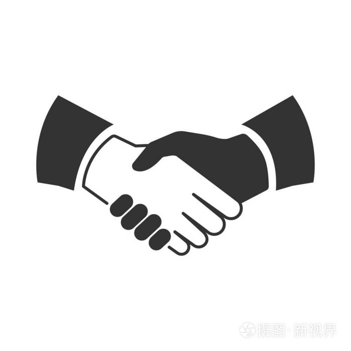 握手实心图标矢量插图象形文字隔离白色