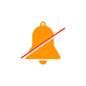 警院黑板报文字敲钟图标矢量报警静音固体标志插图彩色象形文字隔离在