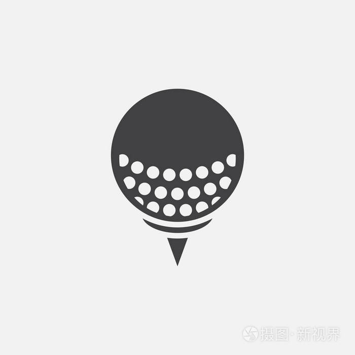 高尔夫球球在发球图标隔离在白色背景