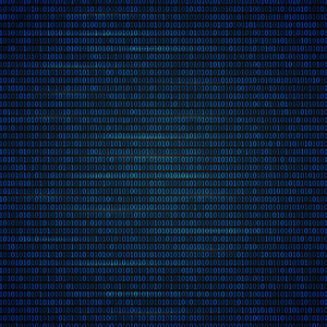 二进制代码明亮的蓝色背景。编程代码。黑网 c