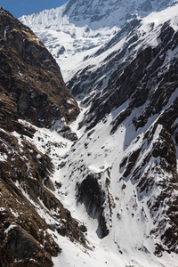 喜马拉雅山美丽的风景追踪到安纳普尔纳大本营