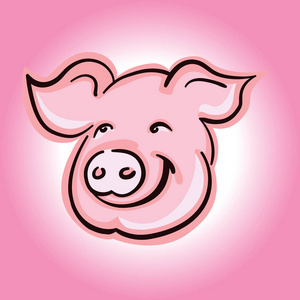 可爱的猪脸向量剪影在粉红色的背景