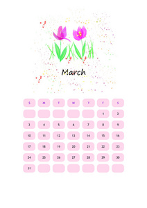 三月的水彩日历