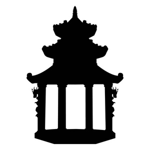 越南的古代建筑古代佛教寺庙在越南.向量剪影照片