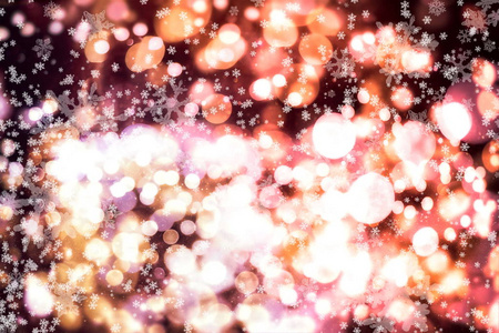 圣诞节背景。微妙的飞雪花和星星在深蓝色的夜晚背景。美丽的冬季银色雪花覆盖模板