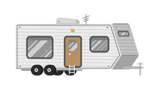 拖车或家庭 rv 露营大篷车。用于户外娱乐和旅行的旅游巴士和帐篷。移动家庭卡车。越野车交叉。旅游交通公路旅行休闲车