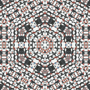 抽象五颜六色的六边形正方形几何无缝图案对称万花筒时尚