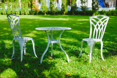  table in garden. relaxing leisure lifestyle