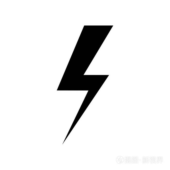 闪电图标向量.简单的扁平符号.完美的黑色象形文字插图在白色背景