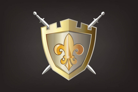 护盾花徽图标标志金矢量图像设计照片