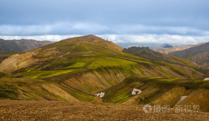 美丽的山脉全景在国家公园托尔斯莫克，冰岛。