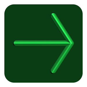 绿线霓虹灯箭头右网图标，矢量插图设计符号