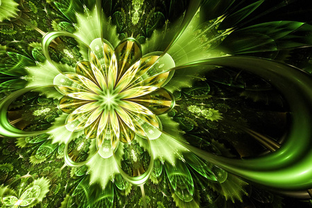 抽象幻想绿色花卉壁纸