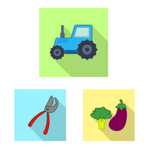 农田和农业标识的孤立对象。网站的农场和植物股票符号的收集