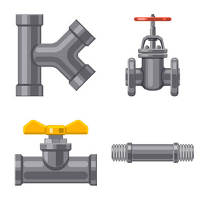 管道和管道符号的孤立对象。 一套用于网络的管道和管道库存符号。