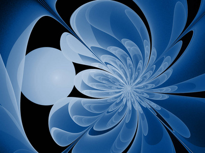 蓝色抽象花瓣和花朵未来主义背景