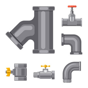 管道和管状标志的孤立物体。用于 web 的管道和管线库存符号的收集