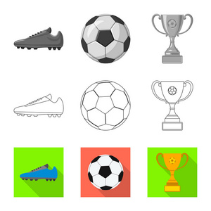 足球和齿轮标志的矢量说明。足球和锦标赛股票矢量图的收集