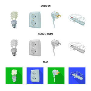 电力和电气标志的矢量设计。网上电力和能源股票符号的收集
