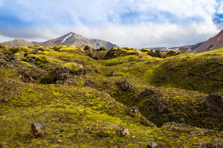 美丽的山脉全景在国家公园Landmannalaugavegur，冰岛。