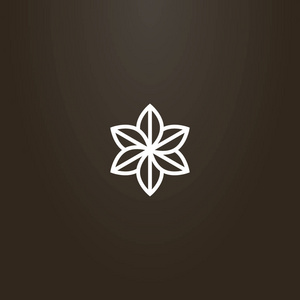 和白色简单的矢量几何线艺术标志的六叶花几何学的装饰的六叶子花象征