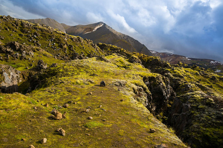 美丽的山脉全景在国家公园Landmannalaugavegur，冰岛。