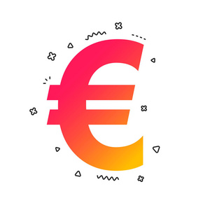 欧洲标志图标。欧元货币符号。有钱的标签。五颜六色的几何形状。渐变欧元图标设计..矢量
