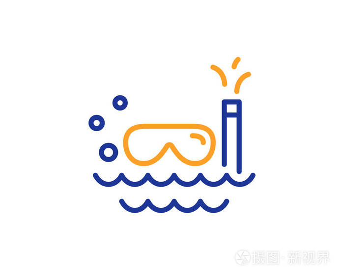 旅游水肺潜水线图标.旅行游泳标志.假日标志.多彩的轮廓概念.