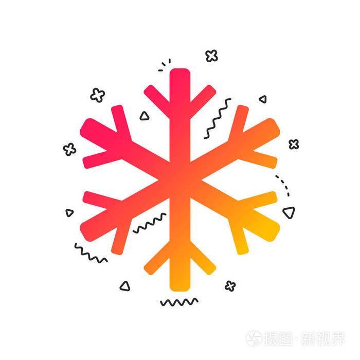 雪花标志图标空调符号五颜六色的几何形状梯度雪花图标设计矢量