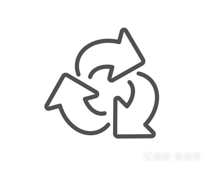 回收箭头线图标..回收废物符号。减少和重复使用标志。品质设计平面APP元素..可编辑行程回收图标。矢量