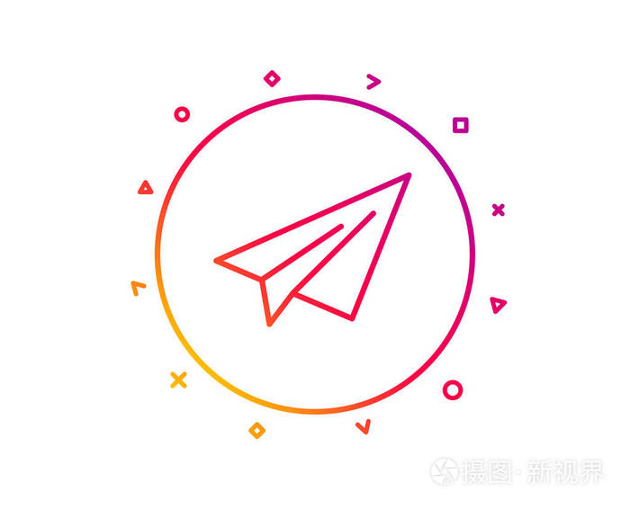 纸平面线条图标飞机飞行运输标志共享符号梯度图案线按钮纸平面图标