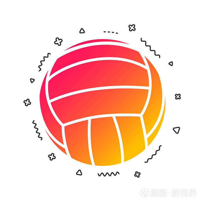 排球标志图标.海滩运动标志.五颜六色的几何形状.梯度排球图标设计.