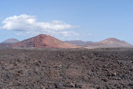 西班牙加那利群岛兰萨罗特岛熔岩岩组火山景观