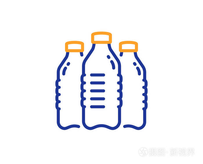 水瓶线图标.仍然是水饮标志.液体符号.多彩的轮廓概念.