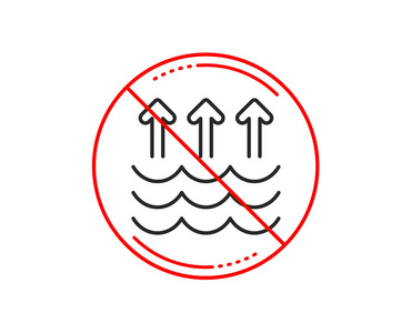 禁止或停止标志。蒸发线图标。全球变暖迹象。波浪符号。警告禁止禁止停止符号。没有图标设计。矢量