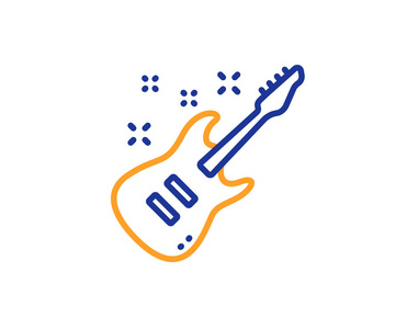 五颜六色的轮廓概念. 蓝色和橙色细线颜色图标. 电吉他矢量照片