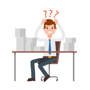 忙资源商人忙于未完成的工作. 商业概念卡通矢量.照片