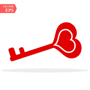 爱红色钥匙图标心脏形状向量隔绝